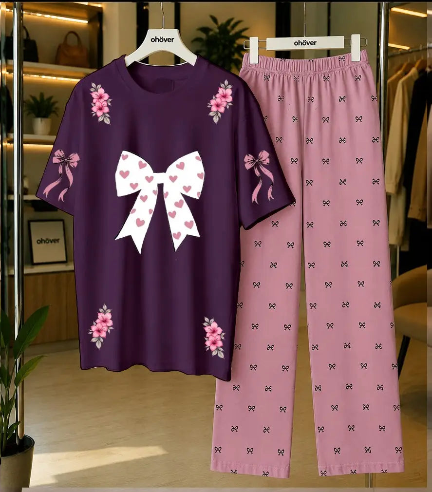 2 Pcs Women's Stitched Cotton Jersey Printed Night Suit