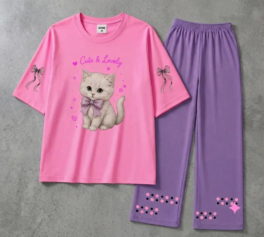 2 Pcs Women's Stitched Cotton Jersey Printed Night Suit