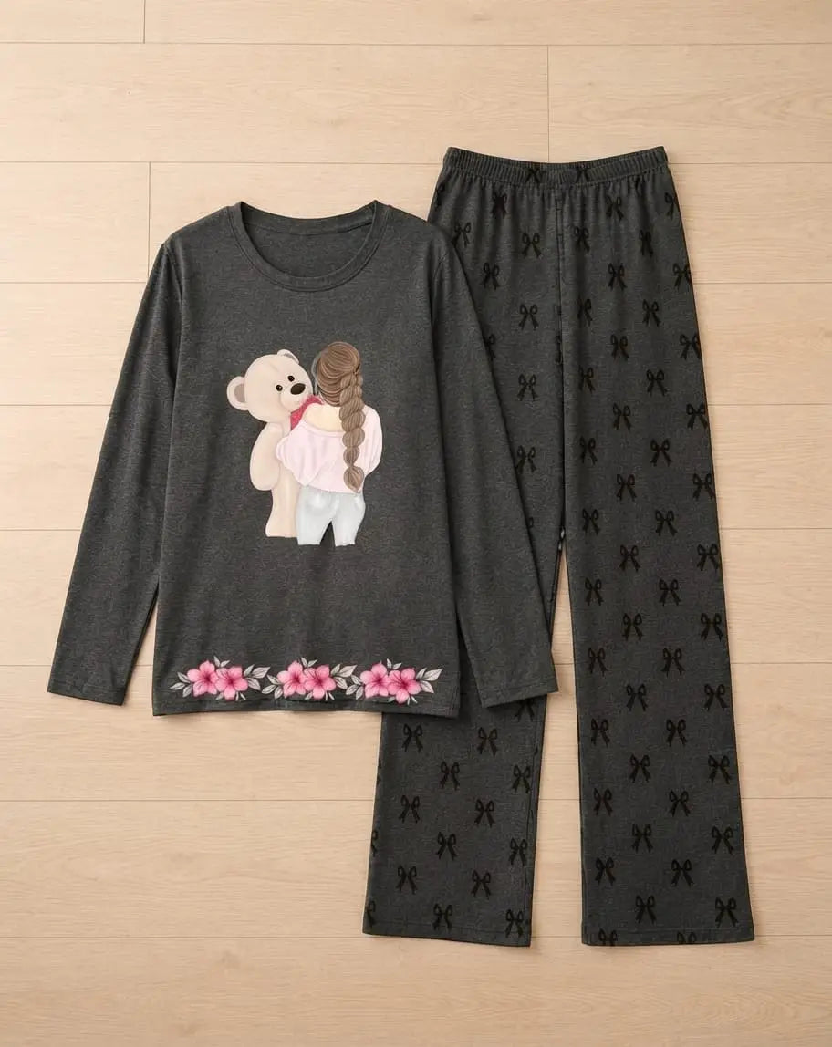 2 Pcs Women's Stitched Cotton Jersey Printed Night Suit