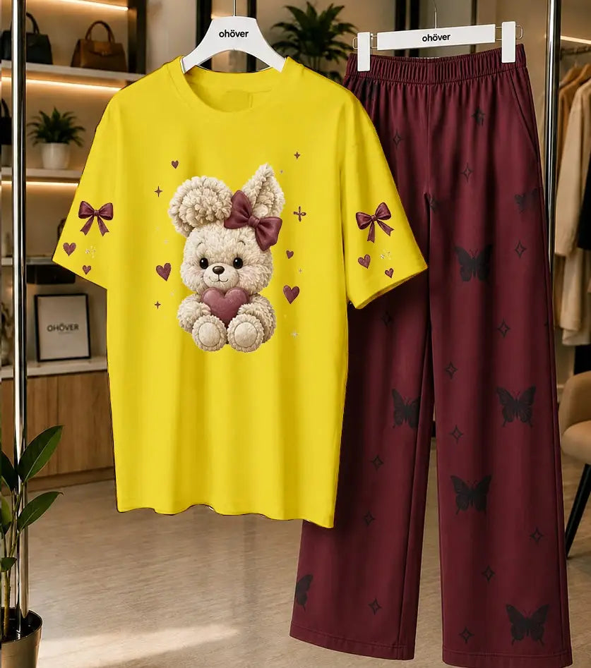 2 Pcs Women's Stitched Jersey Printed Night Suit