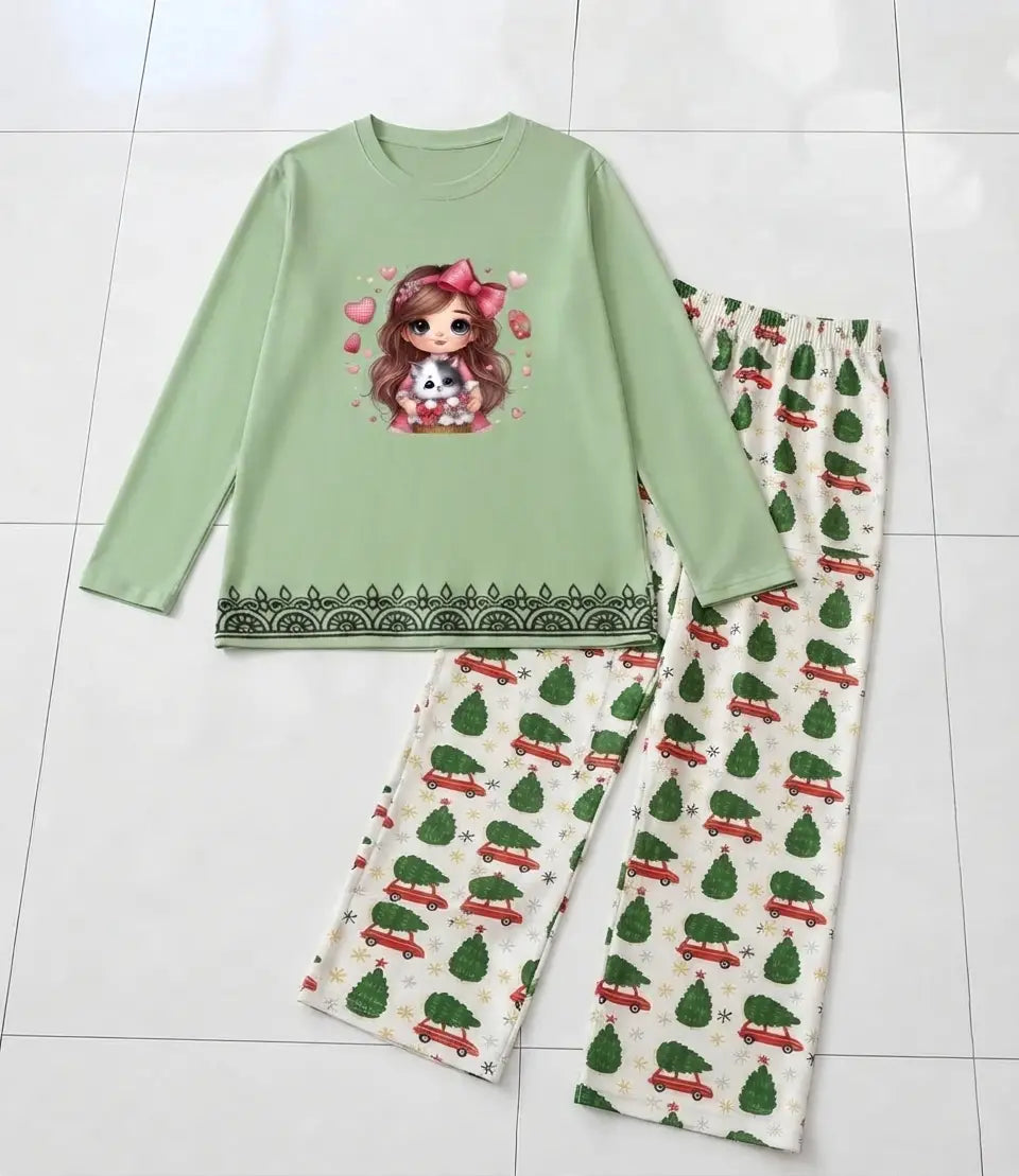 2 Pcs Women's Stitched Cotton Jersey Printed Night Suit