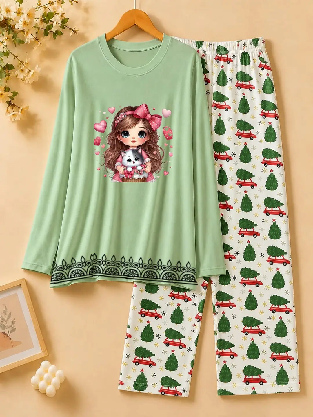 2 Pcs Women's Stitched Cotton Jersey Printed Night Suit