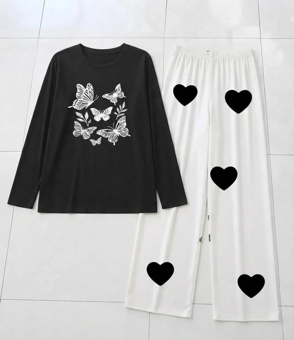 2 Pcs Women's Stitched Cotton Jersey Printed Night Suit