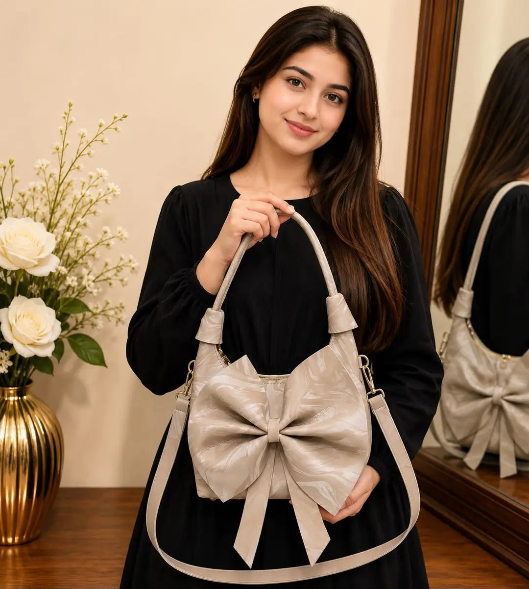Girl's Leather Textured Shoulder Bag
