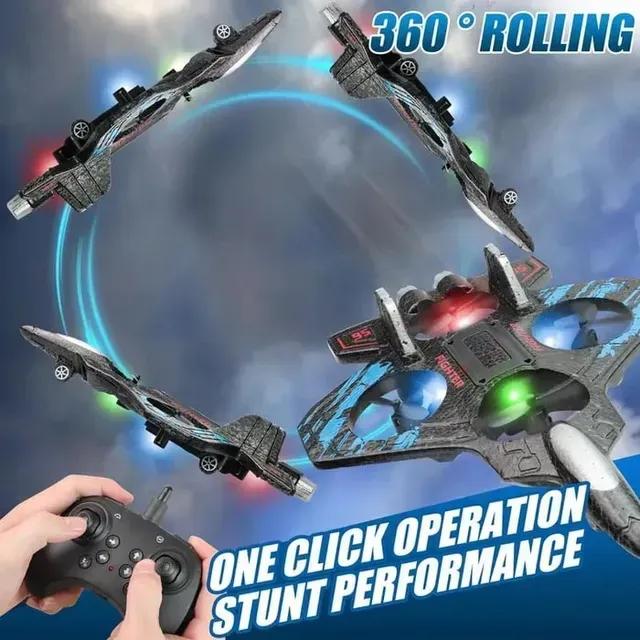 RC 360 Roll Flying Plane for Kids with LED Lights