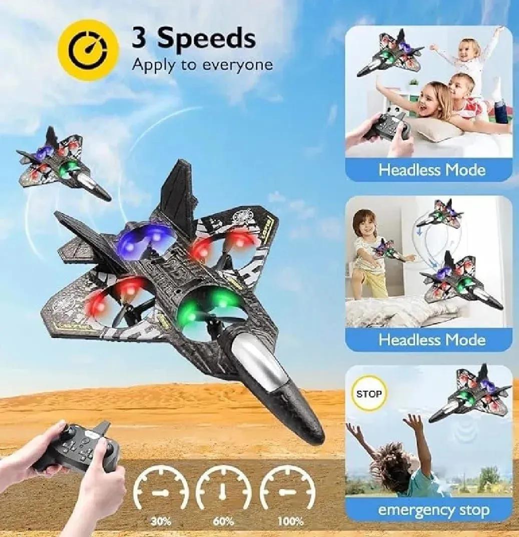 RC 360 Roll Flying Plane for Kids with LED Lights