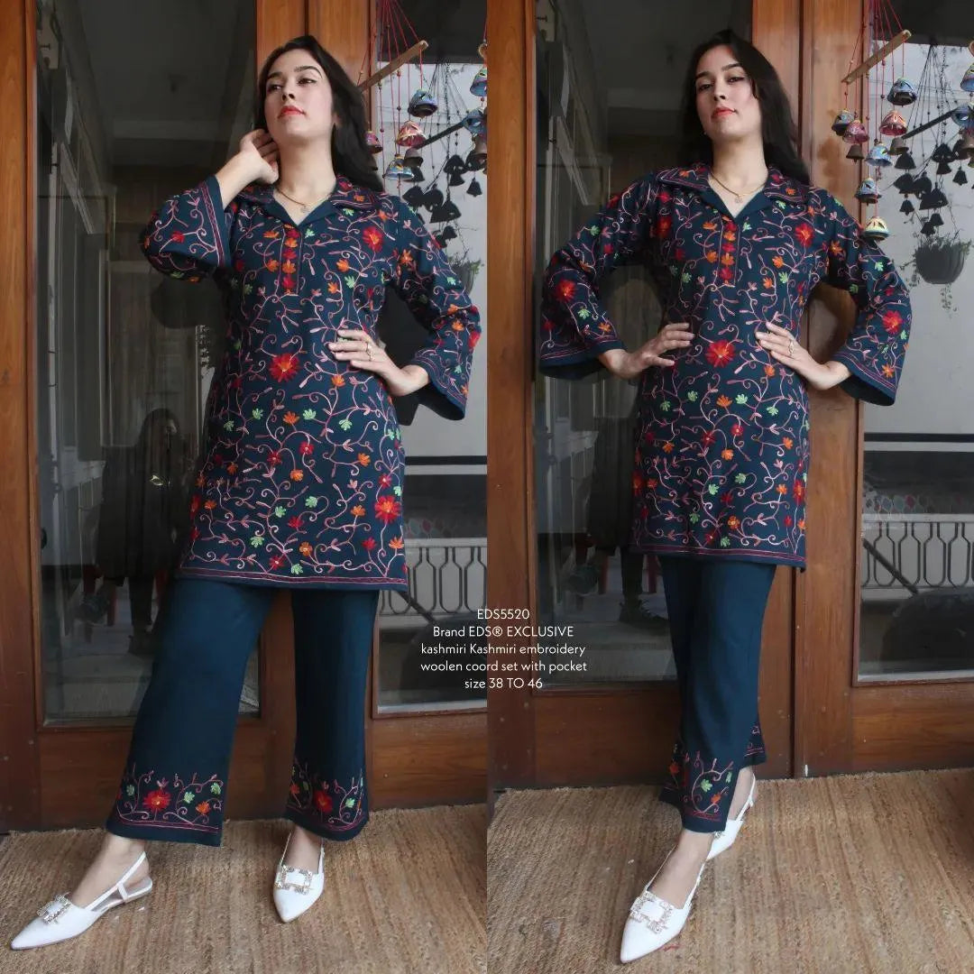 Heavy Multi Embroidered Women Kurta Trouser Set