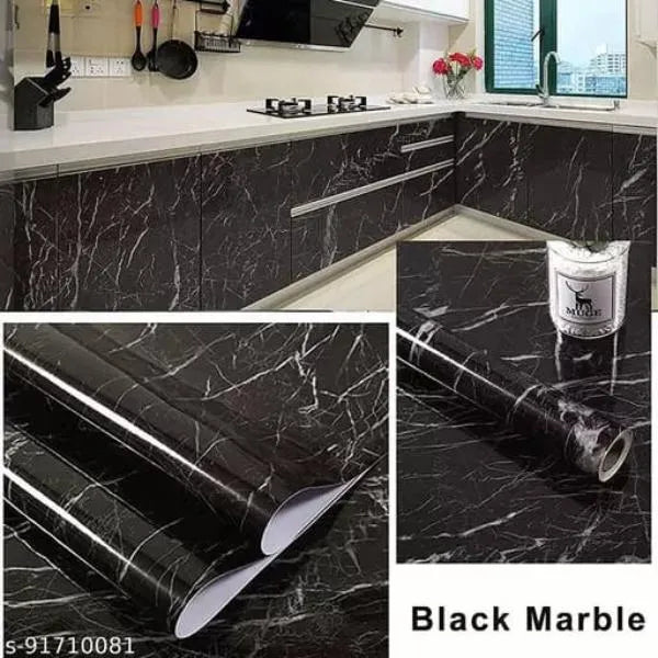 DIY Design Wall Marble Sheet Black and White