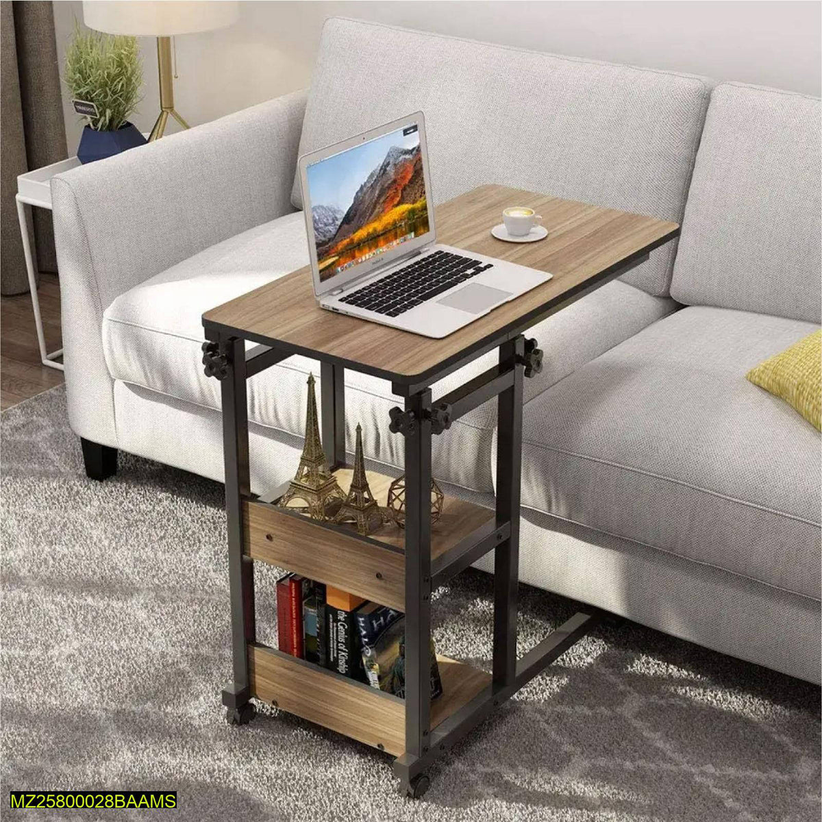 Adjustable Wooden Laptop Table with Wheels