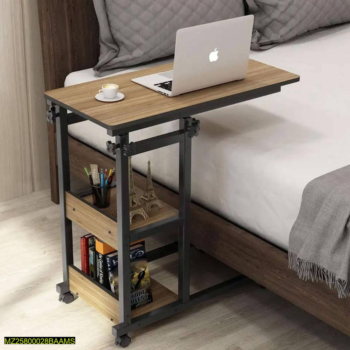 Adjustable Wooden Laptop Table with Wheels