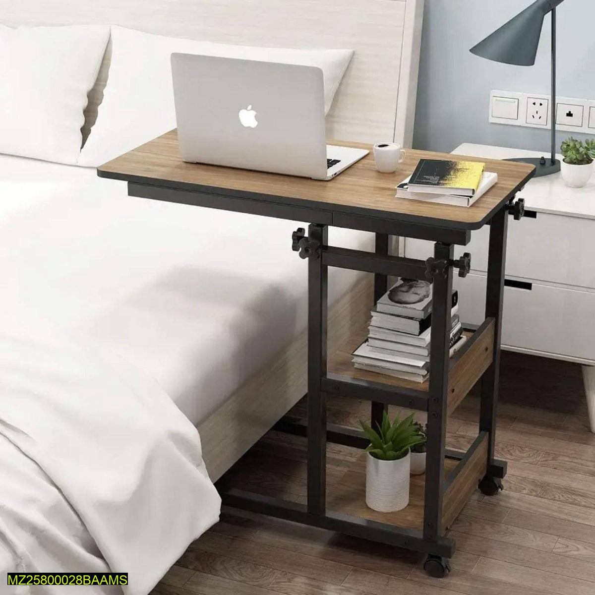 Adjustable Wooden Laptop Table with Wheels