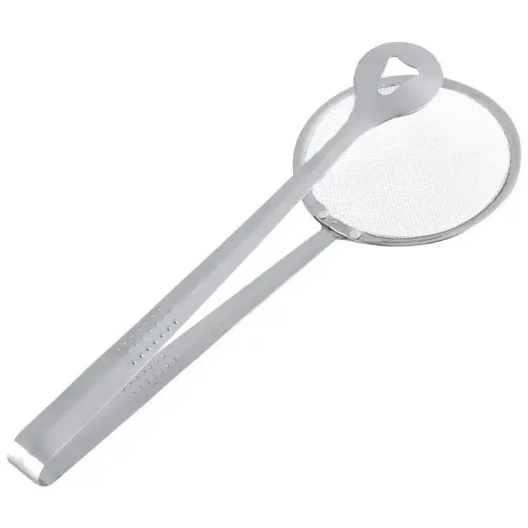 Fry Tool Filter Spoon Strainer With Clip Oil Frying BBQ Filter Stainless Steel Mesh Strainer Kitchen Tool Frying Mesh Colander Quick Strain Stainless Steel Tong Colander BEST HIGH QUALITY