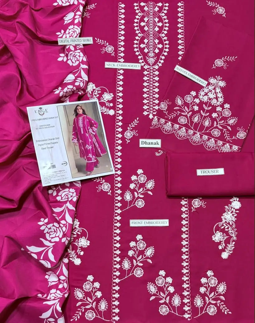 3 Pcs Women's Unstitched Embroidered Suit with wool shwl