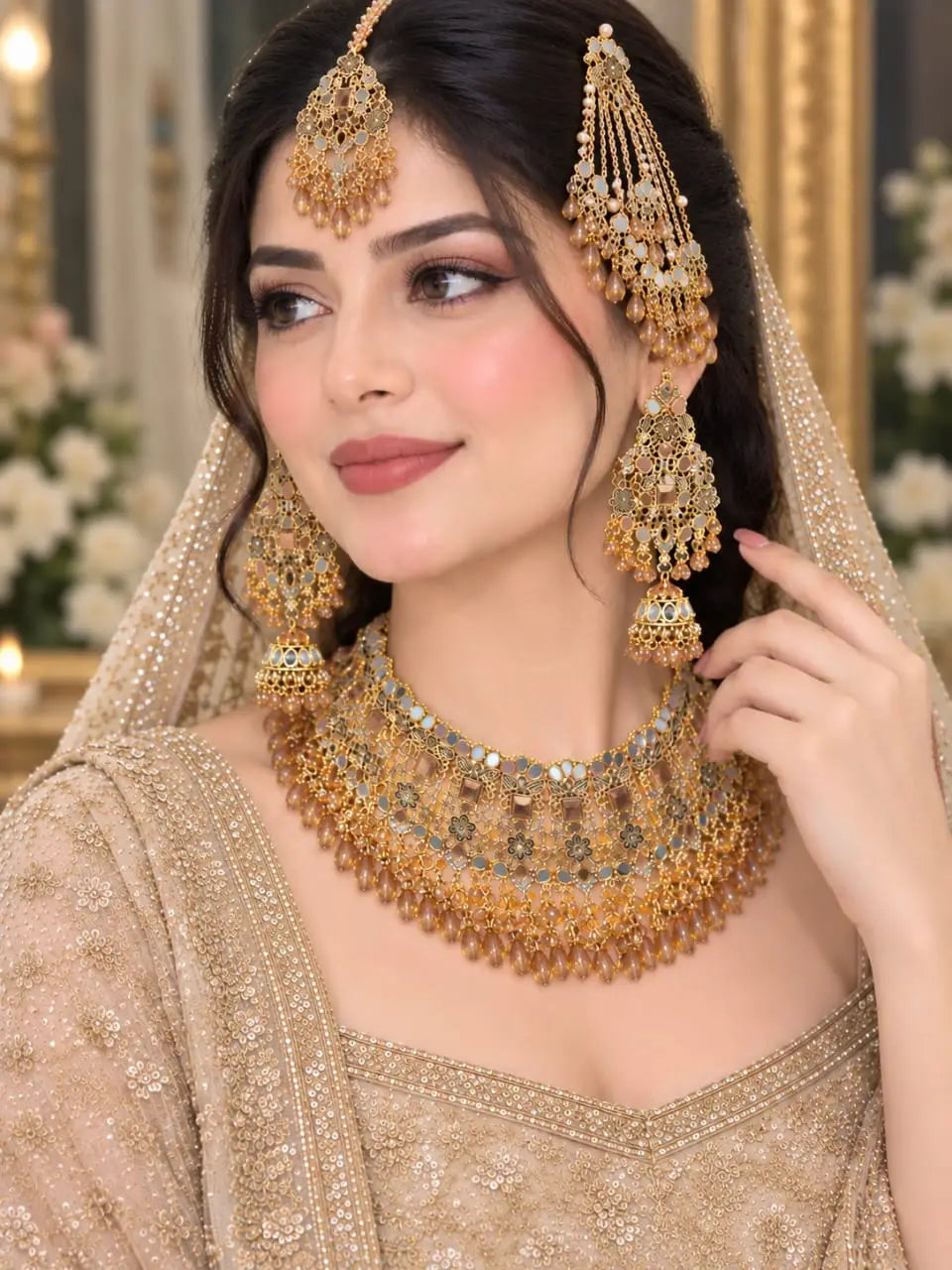 Bridal Gold Plated Zircon Necklace Set