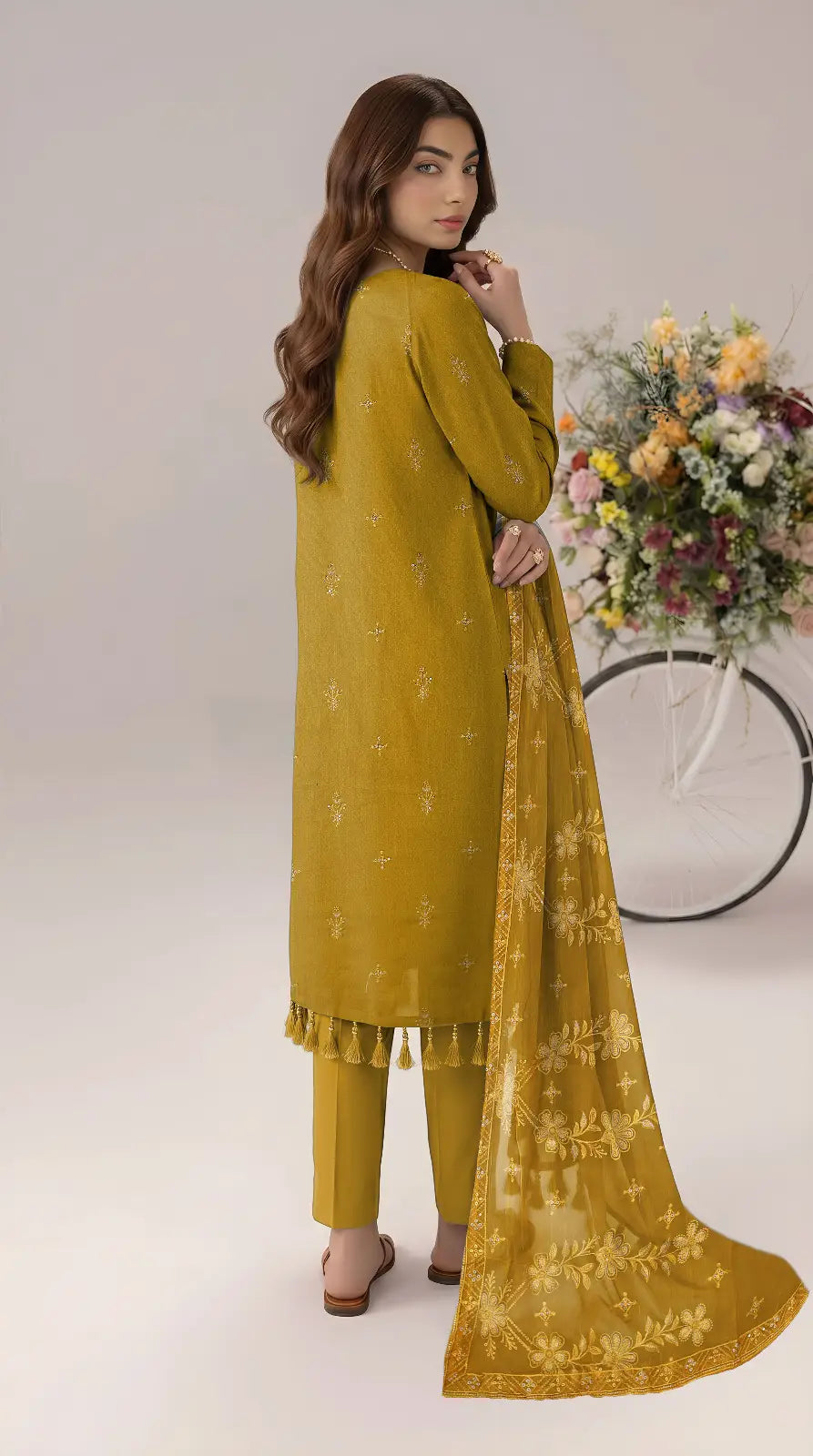 3 Pcs Women's Unstitched Plain Suit