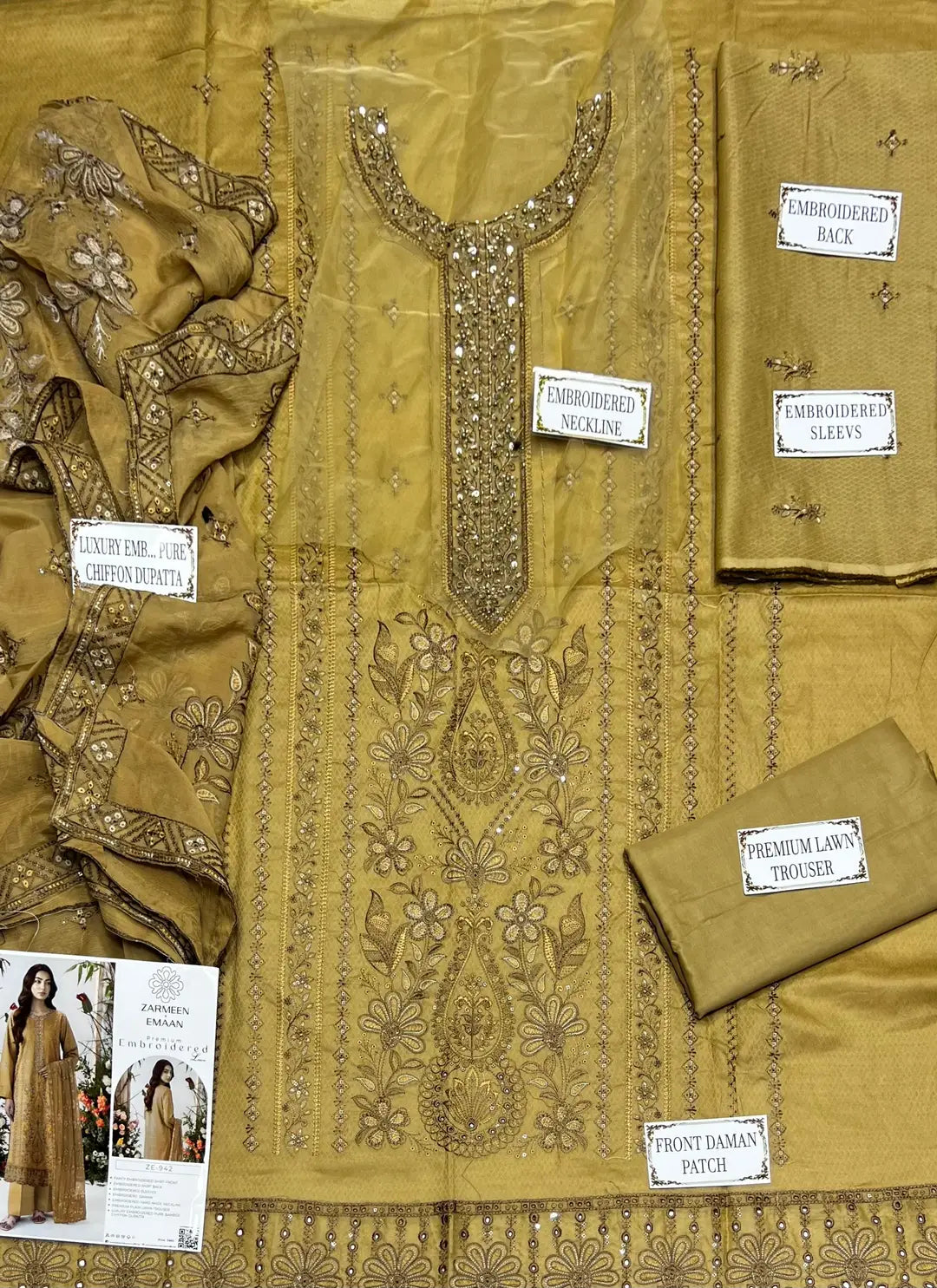 3 Pcs Women's Unstitched Plain Suit