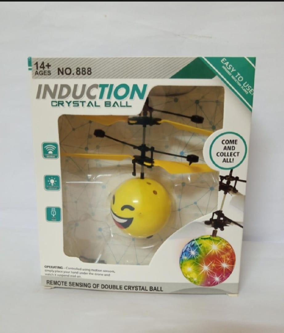 Emoji Flying Ball Yellow Plastic Toy with USB Cable