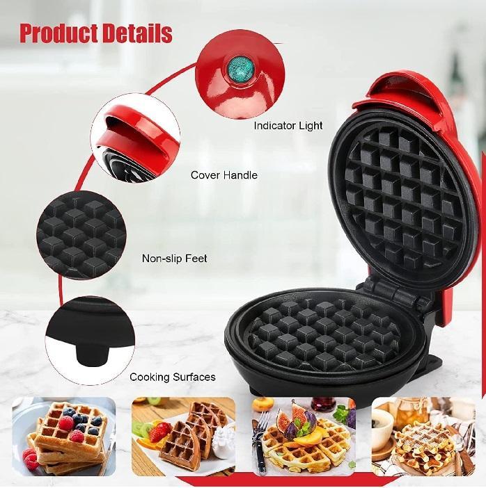 Electric Waffle Maker Red 350W Compact