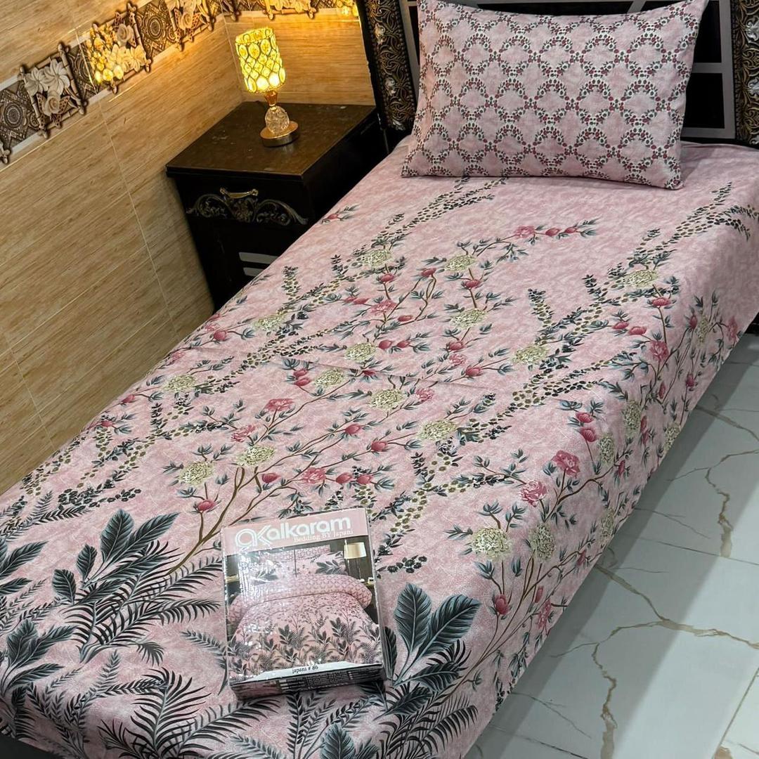 Cotton Salonica Bedsheet Set Pink Floral Single Bed