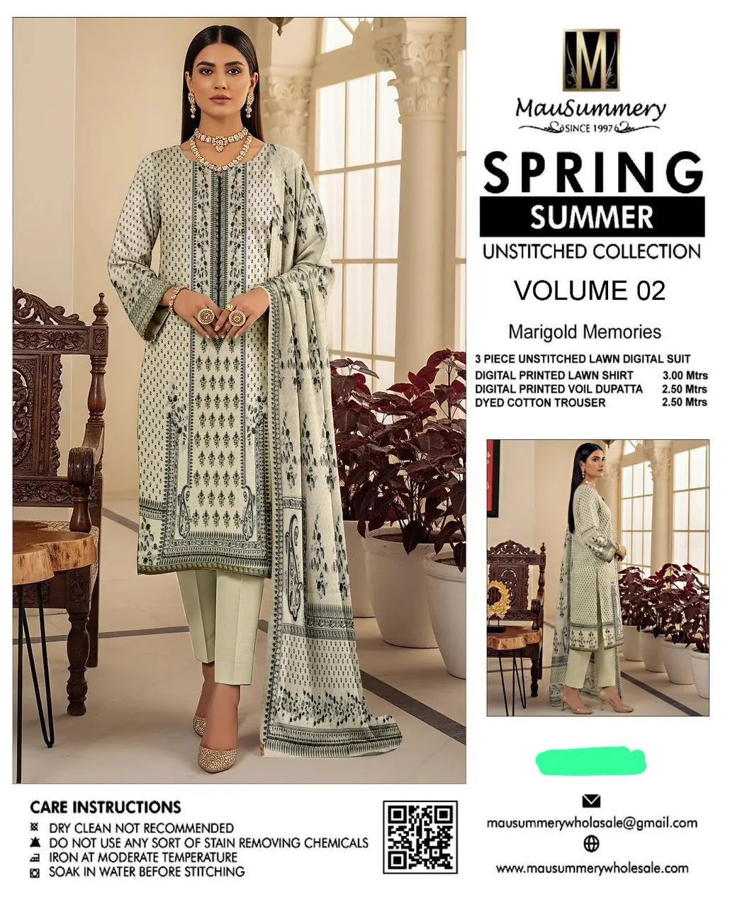 Unstitched Lawn Suit Spring Summer 3Pc Digital Printed