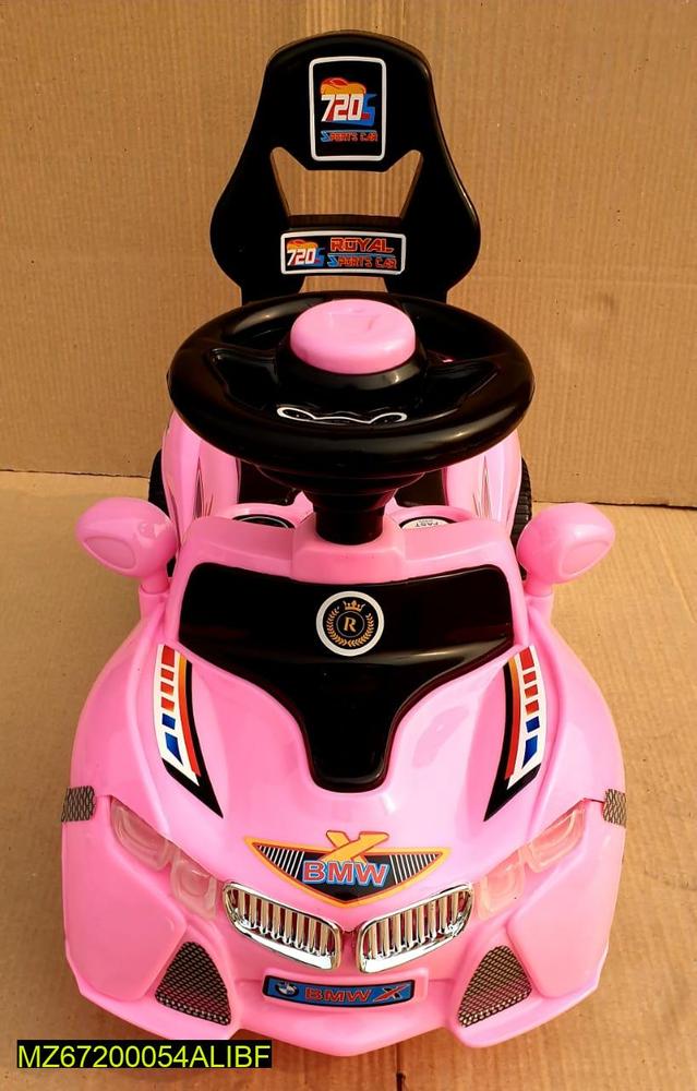 Pink ABS Plastic Kids Car with Royal Themed Design