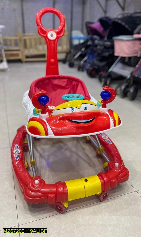 Red Car Themed Stroller for Kids with Lights & Music
