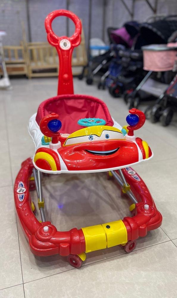 Red Car Themed Stroller for Kids with Lights & Music