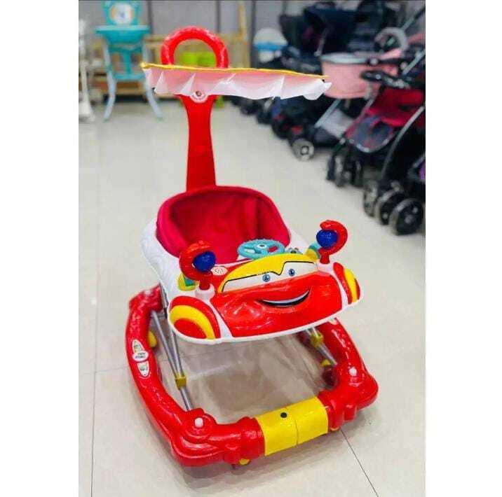 Red Car Themed Stroller for Kids with Lights & Music