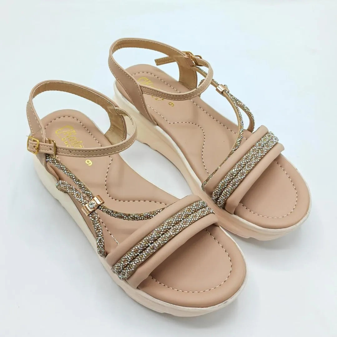 Women's Beaded Rubber Sandals Ivory Size 9