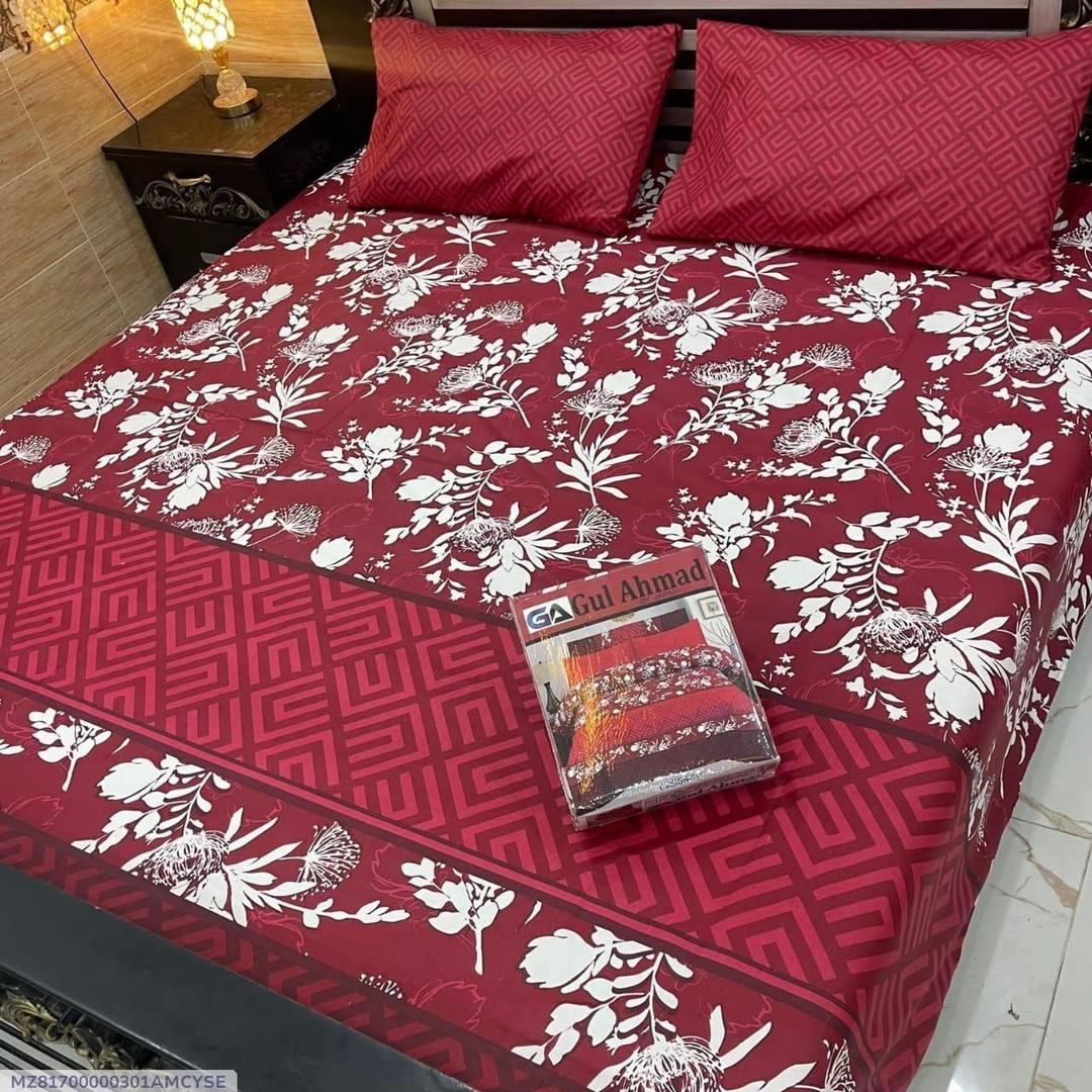 Double Bedsheet Set Red Floral Cotton Salonica 92x98
