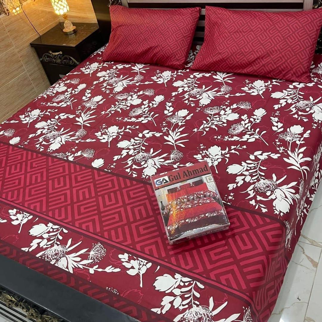Double Bedsheet Set Red Floral Cotton Salonica 92x98