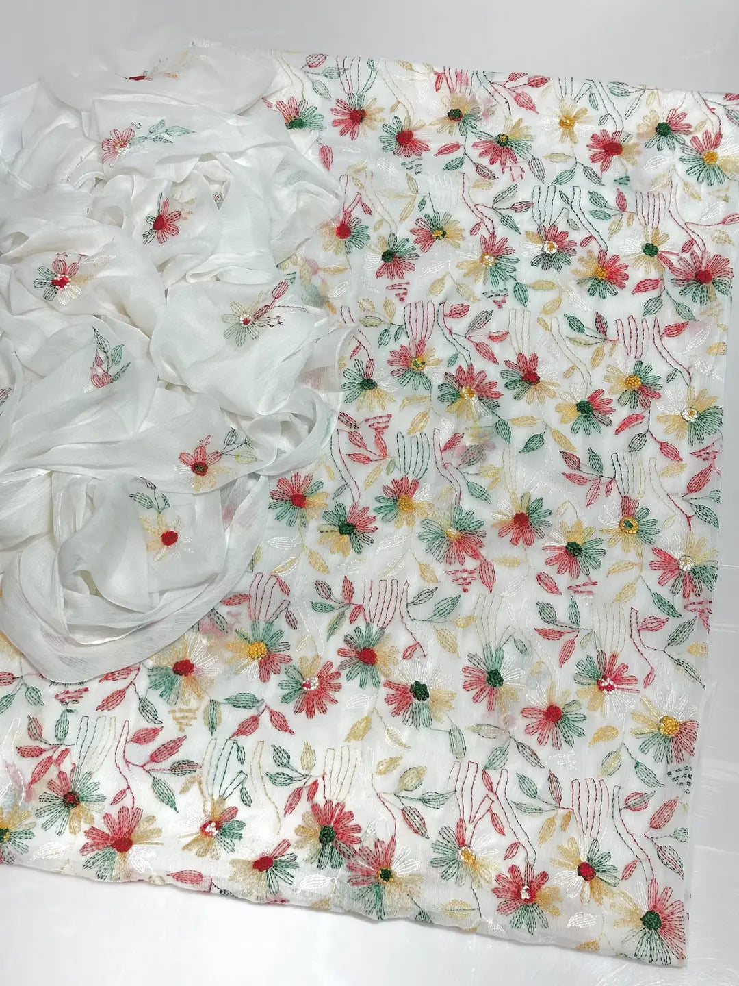 2 Pcs Women's Unstitched Hand Embroidered Suit