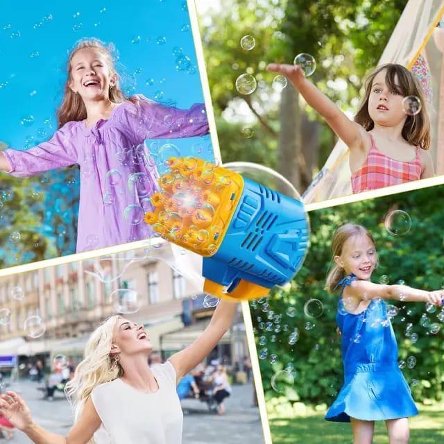 Blue Bubble Gun Toy for Kids 1-10 Years