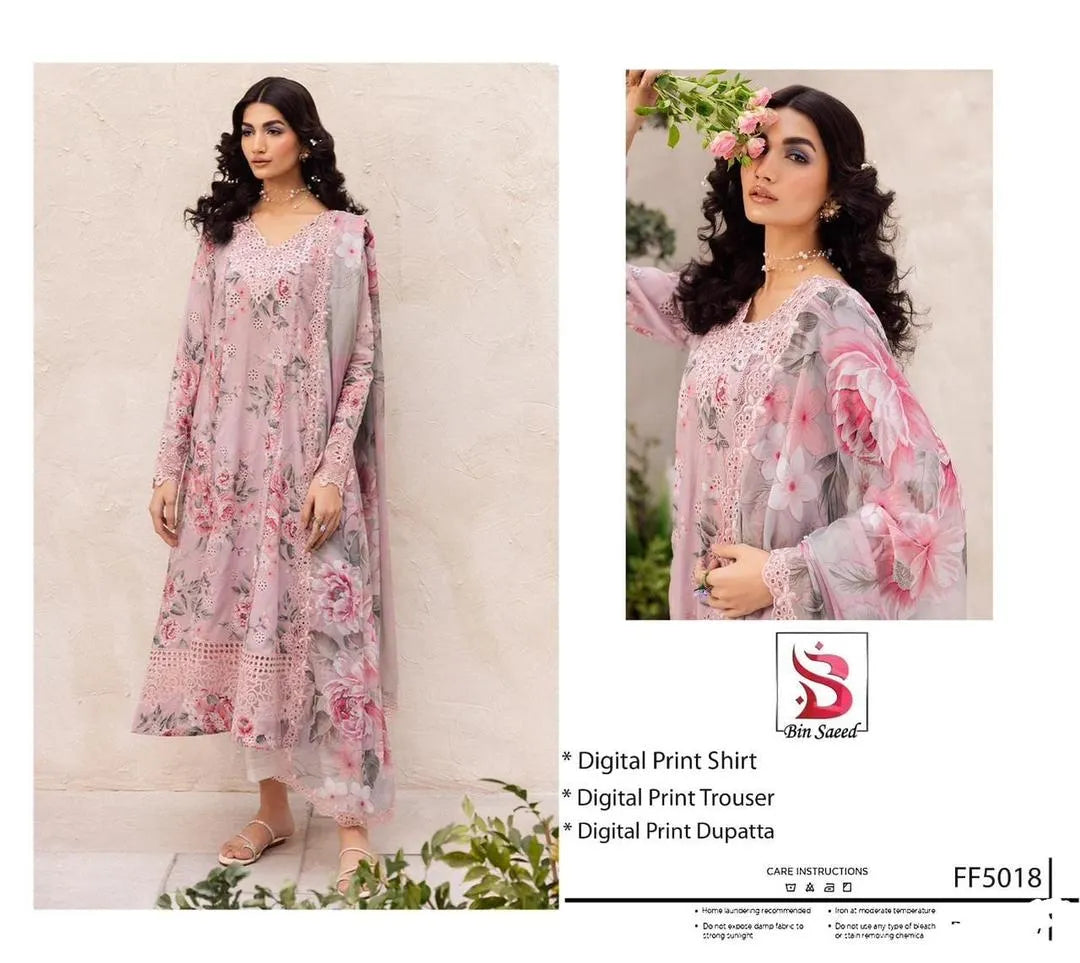 Pink Digital Print Lawn Suit for Women