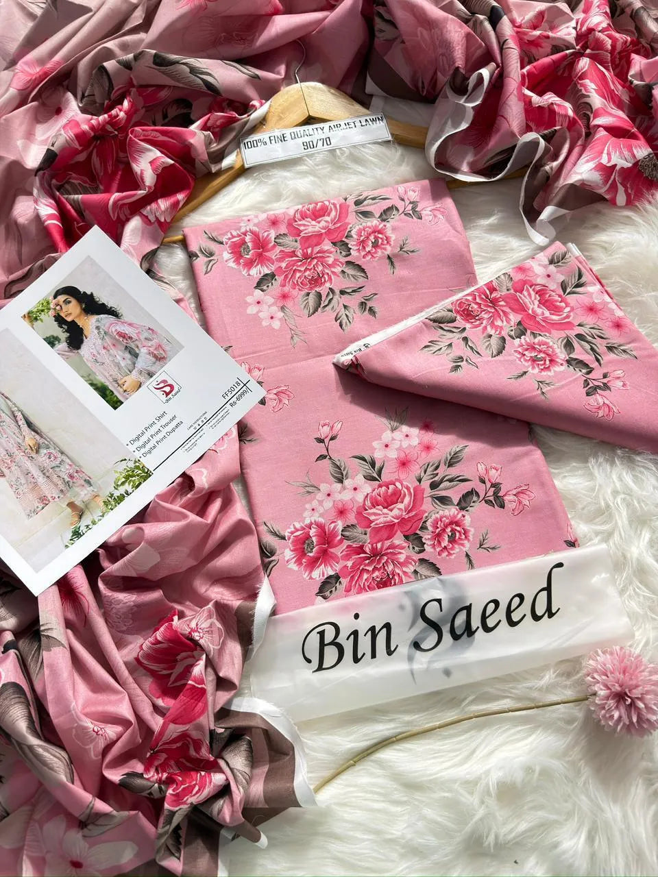Pink Digital Print Lawn Suit for Women